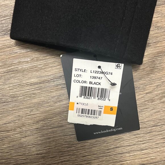 NEW London Fog Hooded Wool Zipper Coat Black Size Small NWT - Picture 4 of 5